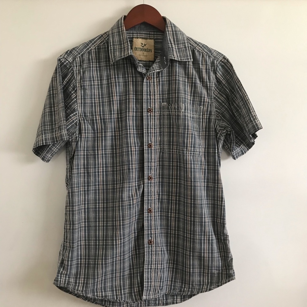 Outdoorlife real blue plaid short sleeve dress shirt size S